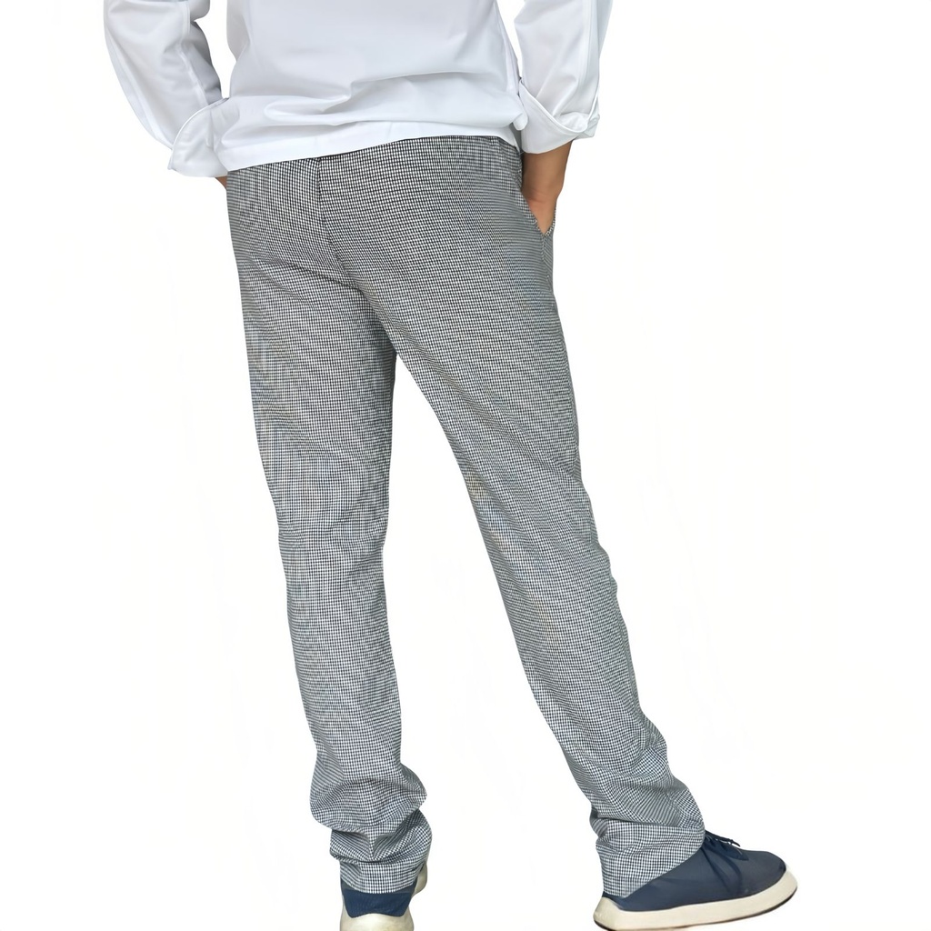 zittro Pantalón Chef Hombre"pata de gallo". Bco/Ngo R91103-010