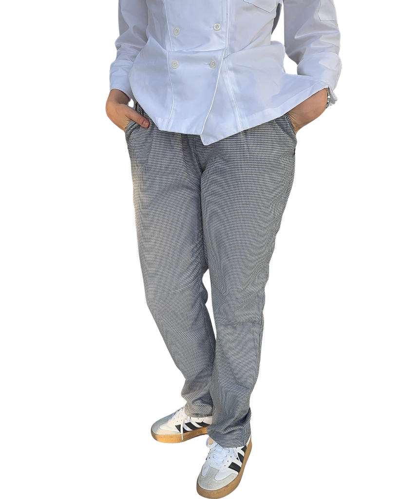 zittro Pantalón Chef Mujer"pata de gallo". Bco/Ngo R91203-010