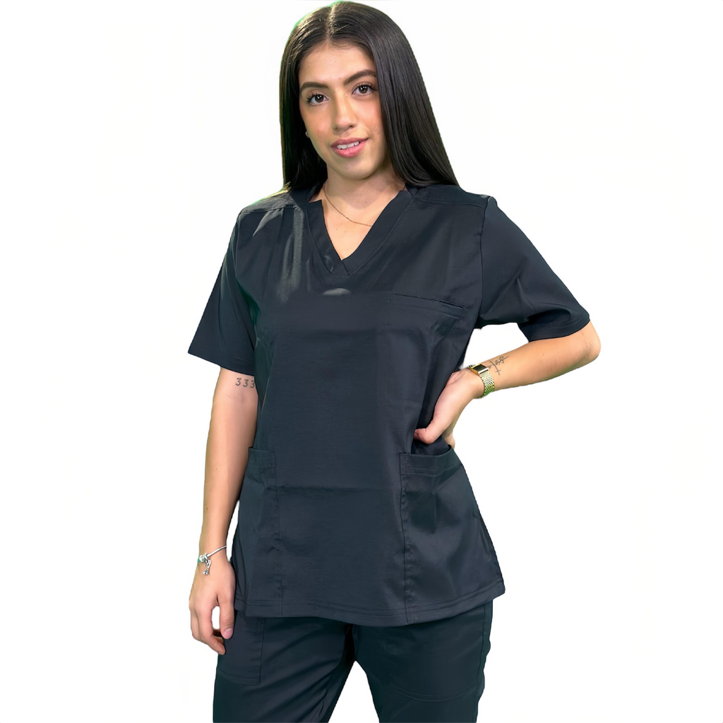 [M80202 001 ECH] zittro Filipina Médica Stretch Mujer Negro (ECH)