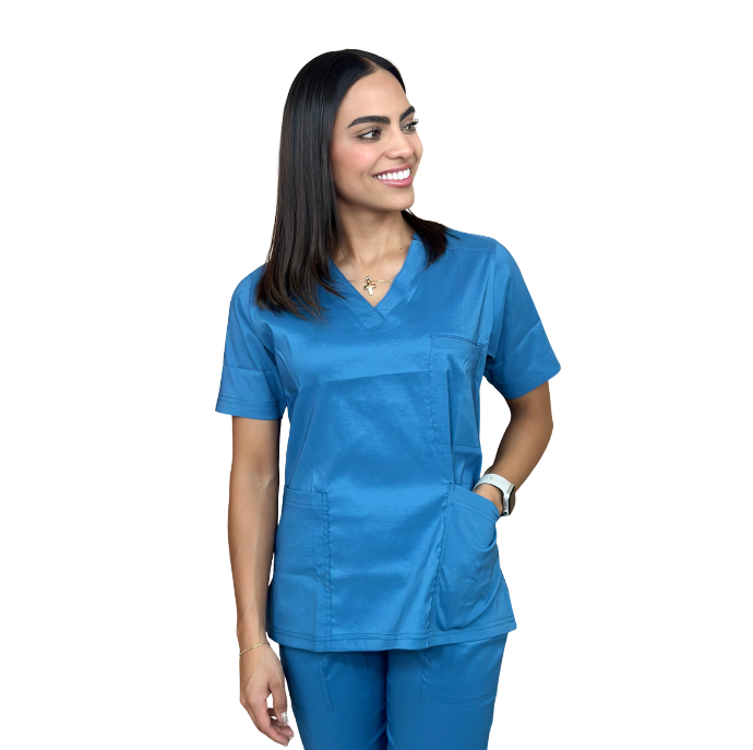 [M80202 443 ECH] zittro Filipina Médica Stretch Mujer Azul Medio (ECH)