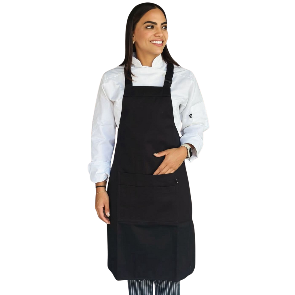 [R92301-001] zittro Mandil delantal chef Básico 4B Negro. R92301-001 UNI