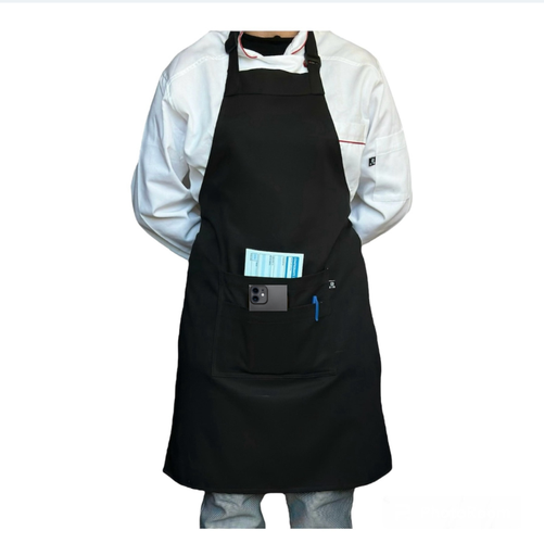 [R92301-001] zittro Mandil delantal chef Básico 4B Negro. R92301-001 UNI